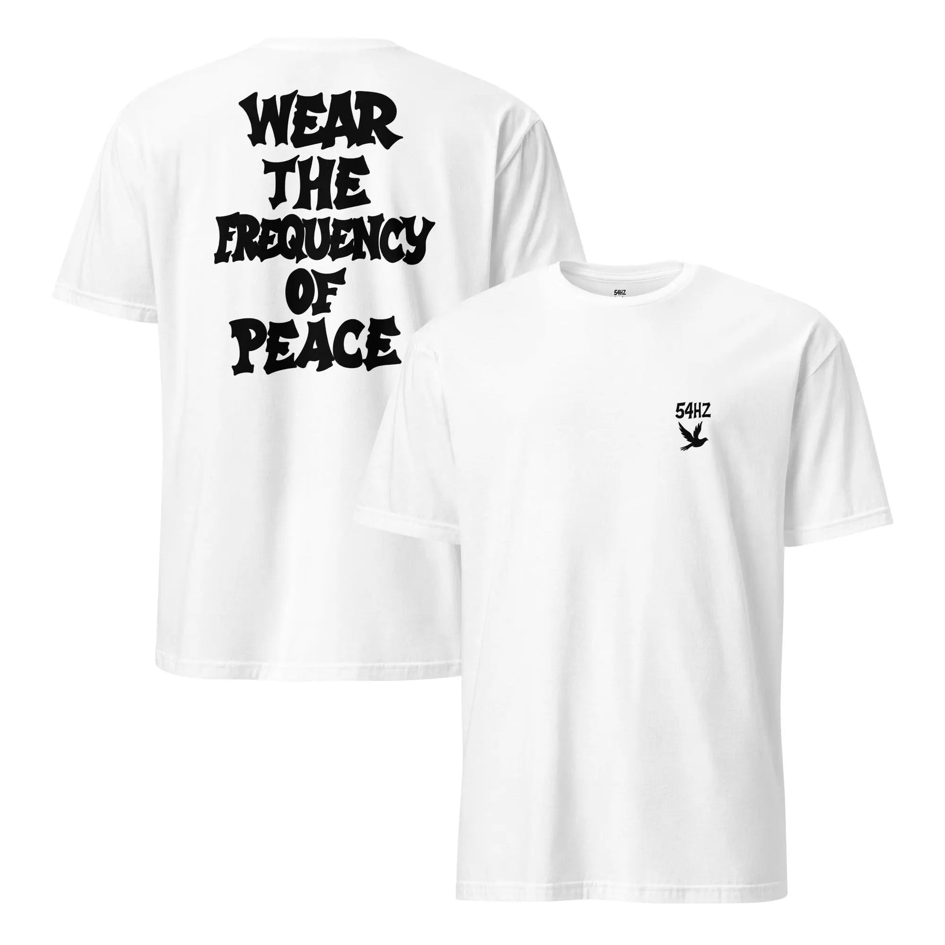 T-shirt 54HZ blanc – “Wear the frequency of peace” 54HZ