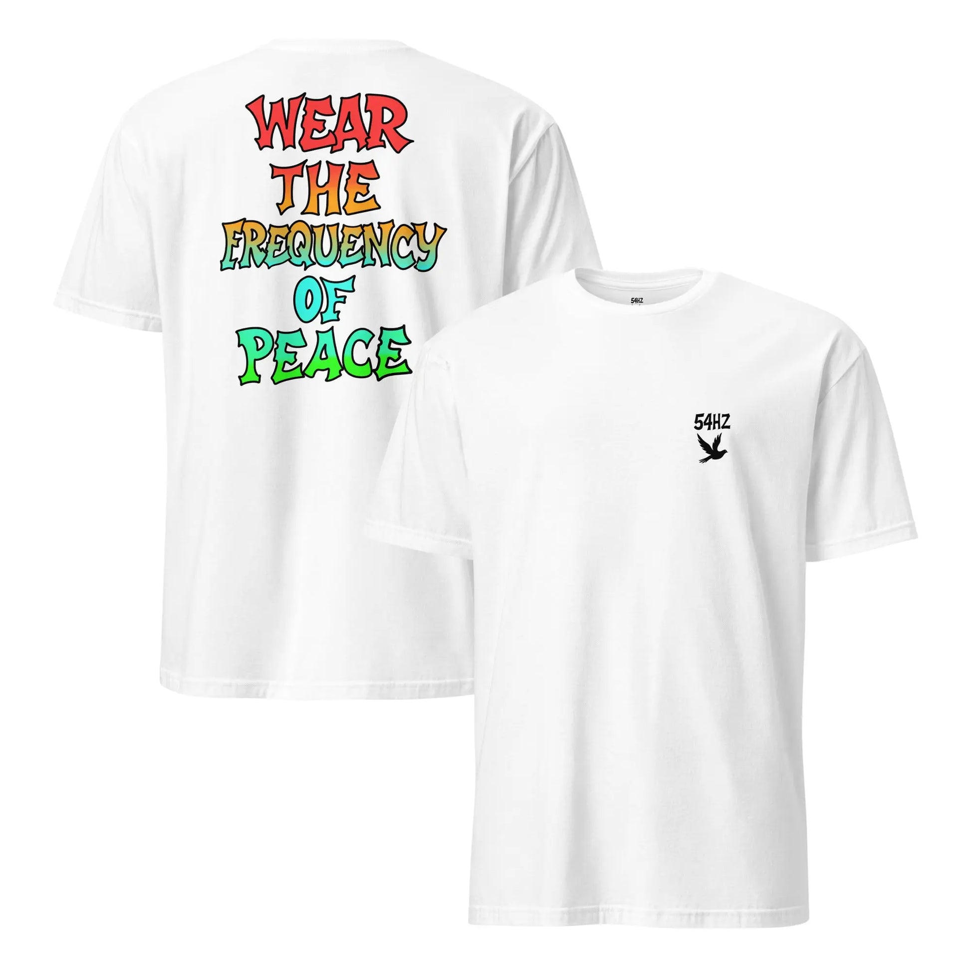T-shirt 54HZ blanc – “Wear the frequency of peace” 54HZ