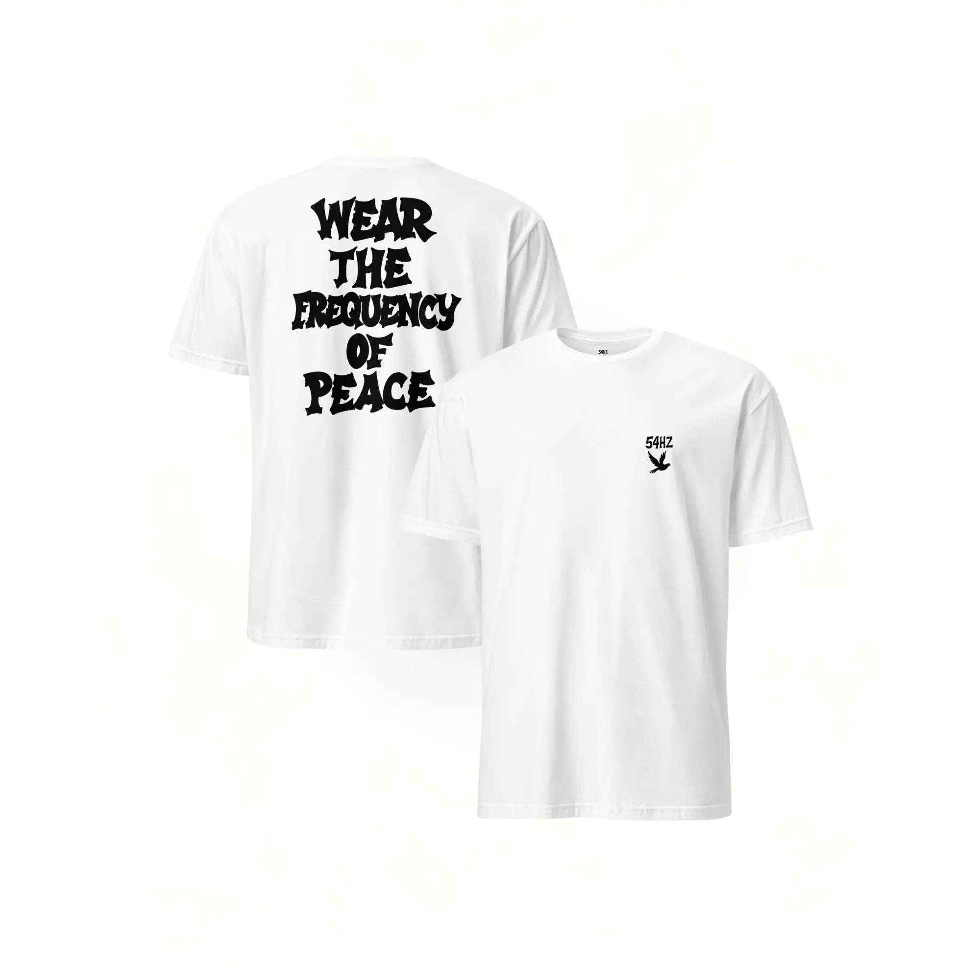 T-shirt 54HZ blanc – “Wear the frequency of peace” 54HZ