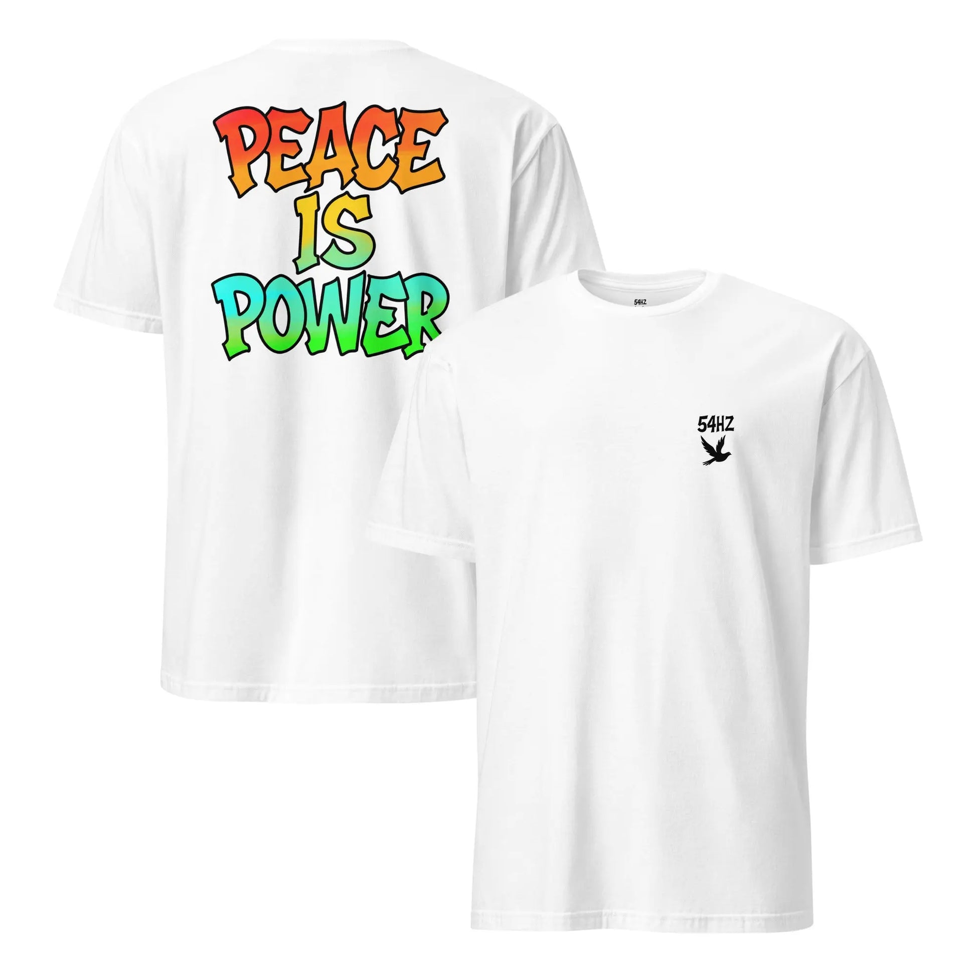 T-shirt 54HZ blanc– “Peace is power” 54HZ